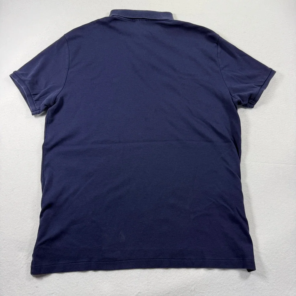 Vintage 90s Polo Ralph Lauren Mens Polo Shirt XL Custom Fit Iconic Navy Red Pony